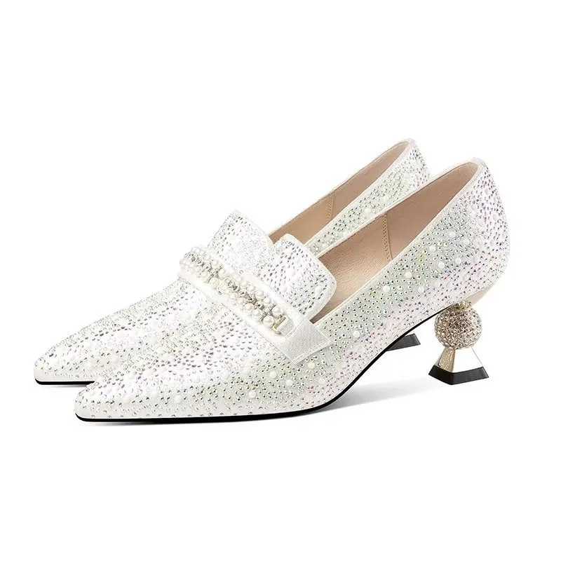 LuxeLeather Exotic Texture Slip-On Heels