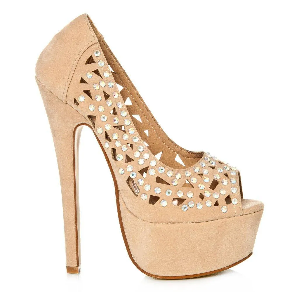 Lvy Peep Toe Platform Stiletto High Heel Court Shoe