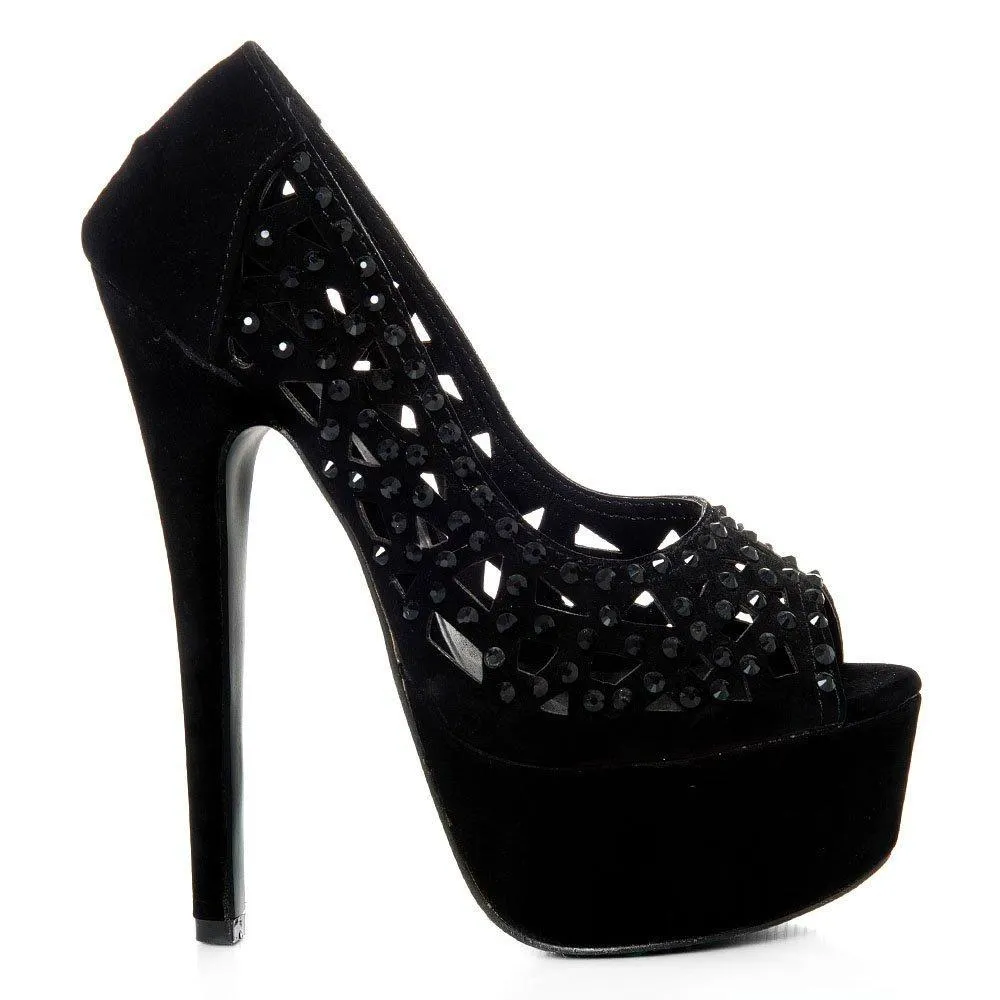 Lvy Peep Toe Platform Stiletto High Heel Court Shoe