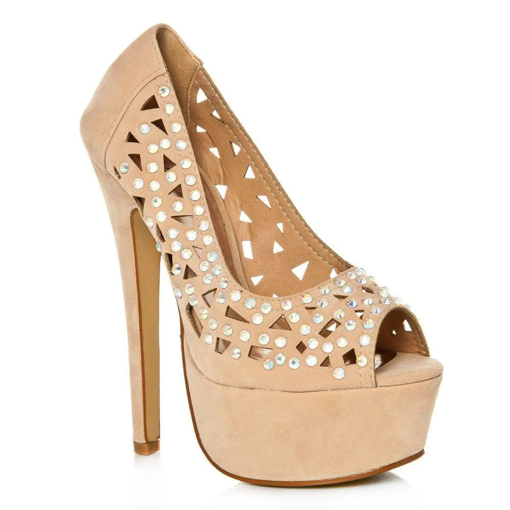 Lvy Peep Toe Platform Stiletto High Heel Court Shoe