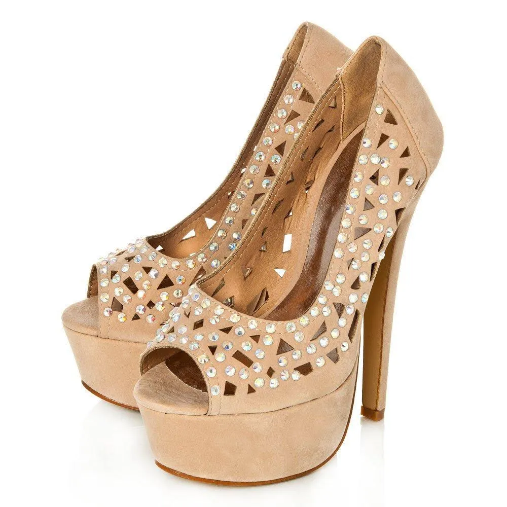 Lvy Peep Toe Platform Stiletto High Heel Court Shoe