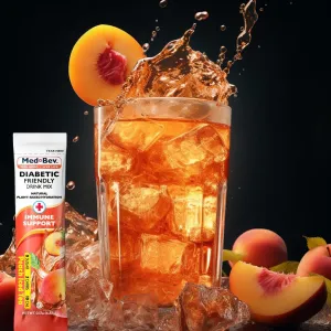 Med-Bev Peach Iced Tea Singles to Go – Natural & Sugar-Free Drink Mix