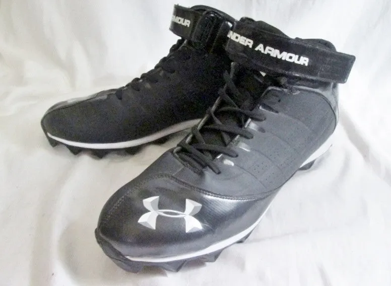 Mens UNDER ARMOUR 1235876-001 UA Crusher Mid Football Cleats BLACK 15 Sneaker Trainer Shoes Athletic