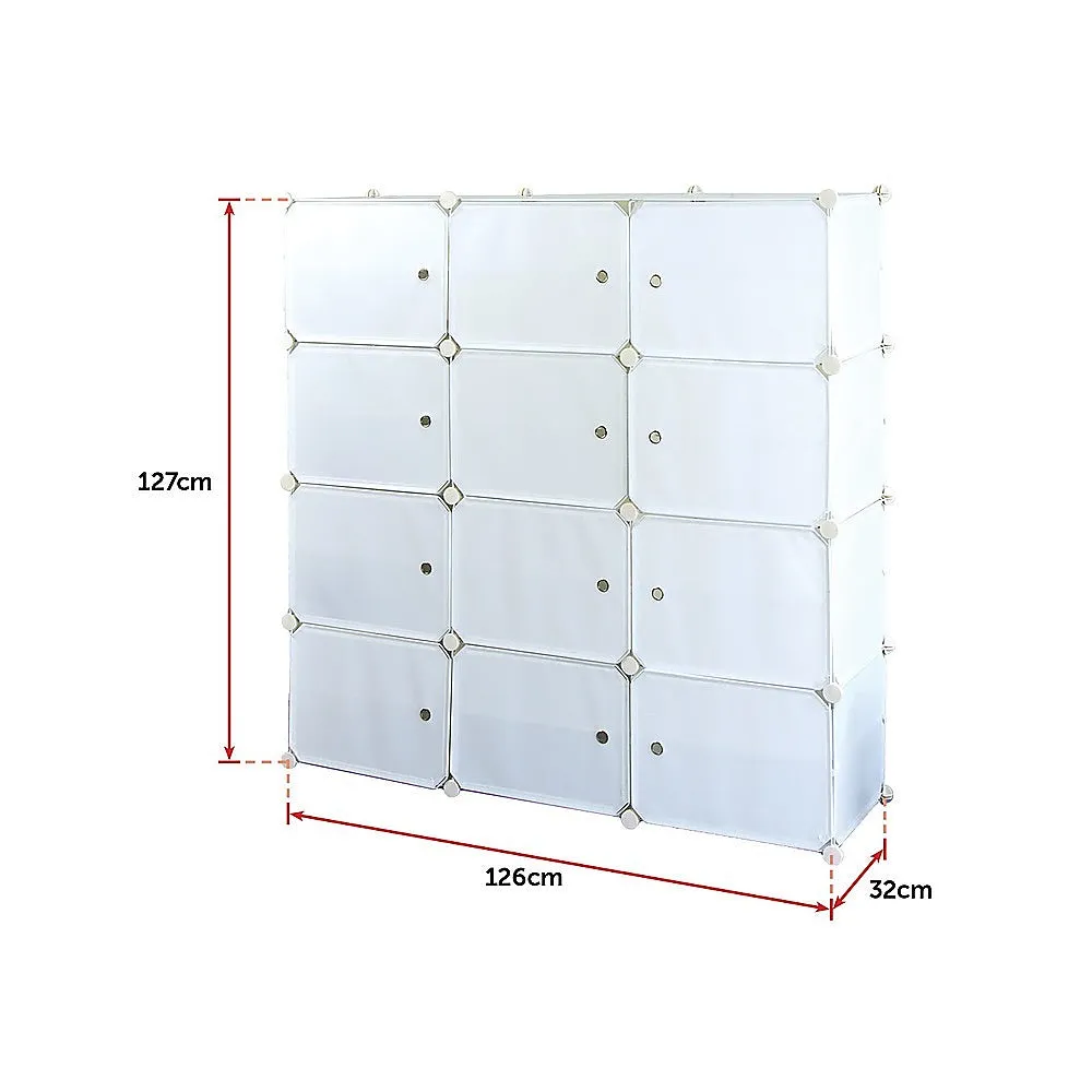 Modular 3-Column 8-Row DIY Shoe Cabinet Rack, White