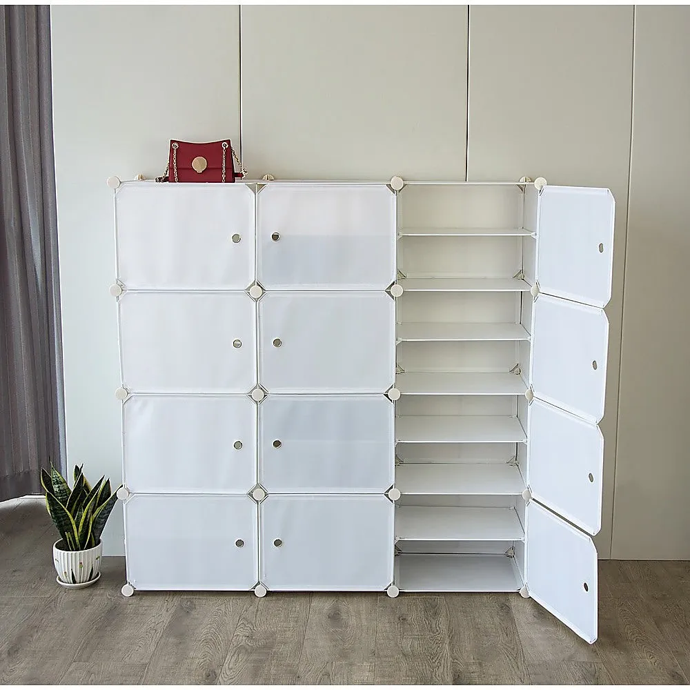 Modular 3-Column 8-Row DIY Shoe Cabinet Rack, White