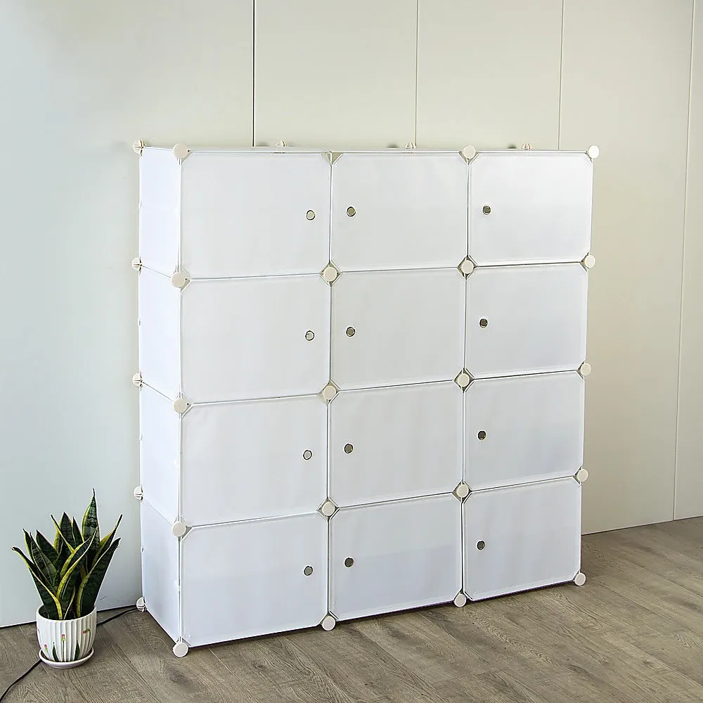 Modular 3-Column 8-Row DIY Shoe Cabinet Rack, White