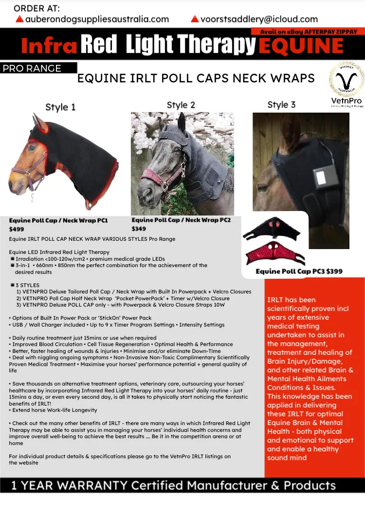 NEW Equine Infrared IRLT Poll Cap Hood Wrap **Built in Battery** Use anywhere anytime