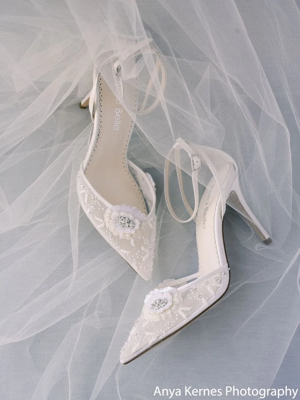 Norah Ivory - Flower Shoes With Sequined Petals