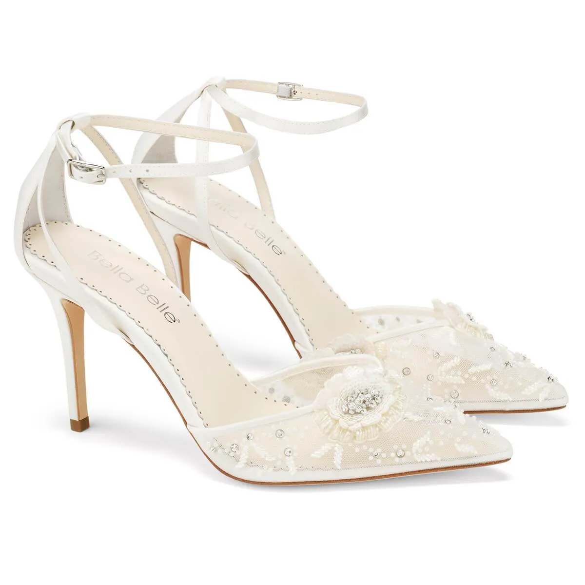 Norah Ivory - Flower Shoes With Sequined Petals