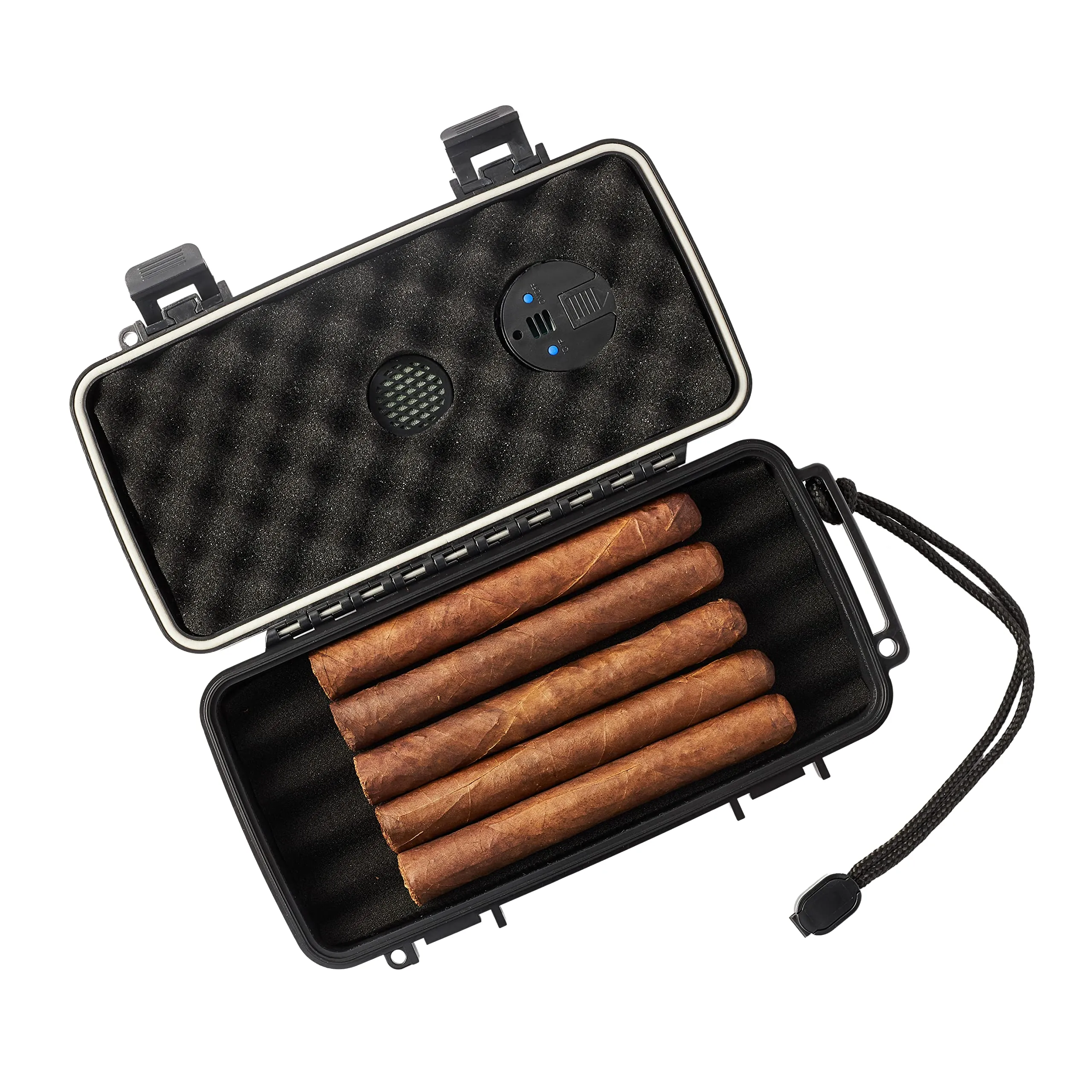 Pardo Cigar Travel Case - 5 Count with Digital Hygrometer - Waterproof, Crushproof - Holds