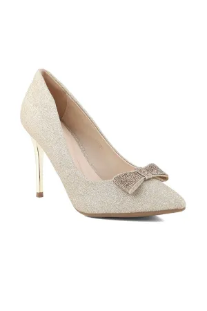 Party Wear Court Shoes I44454-Golden