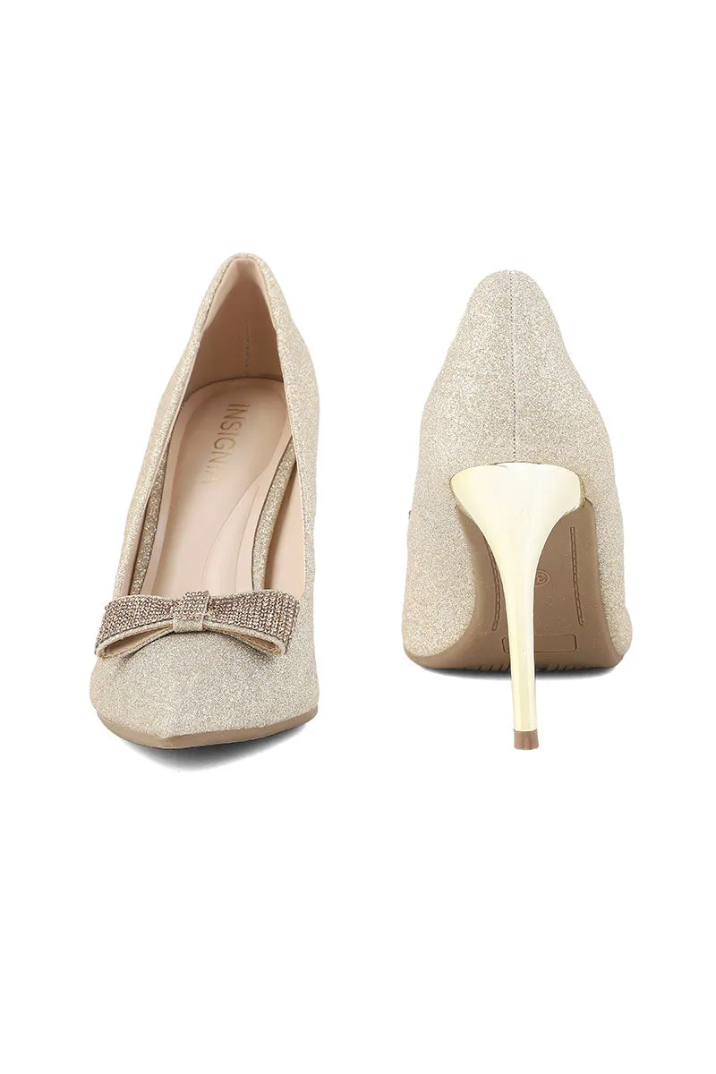 Party Wear Court Shoes I44454-Golden