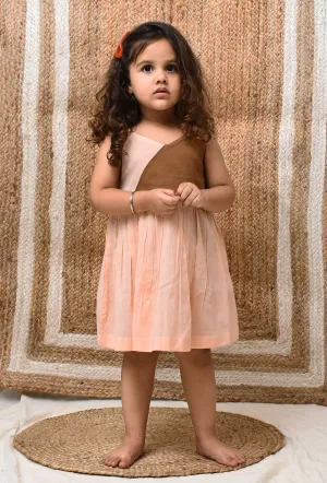 Peach And Brown Mul Mul Dress