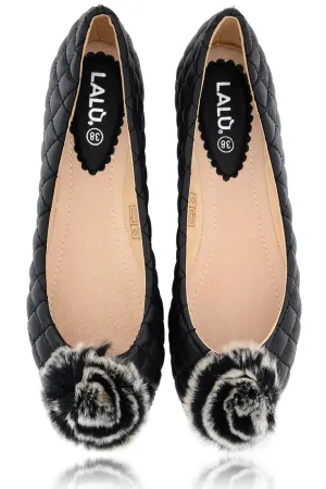 POPCORN Black Quilted Ballerinas