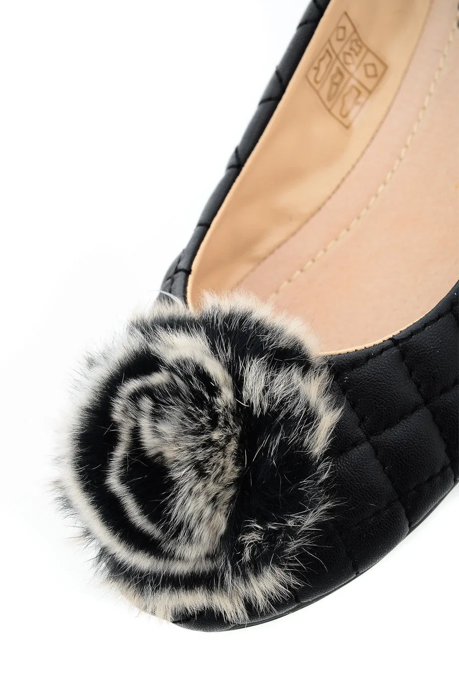 POPCORN Black Quilted Ballerinas