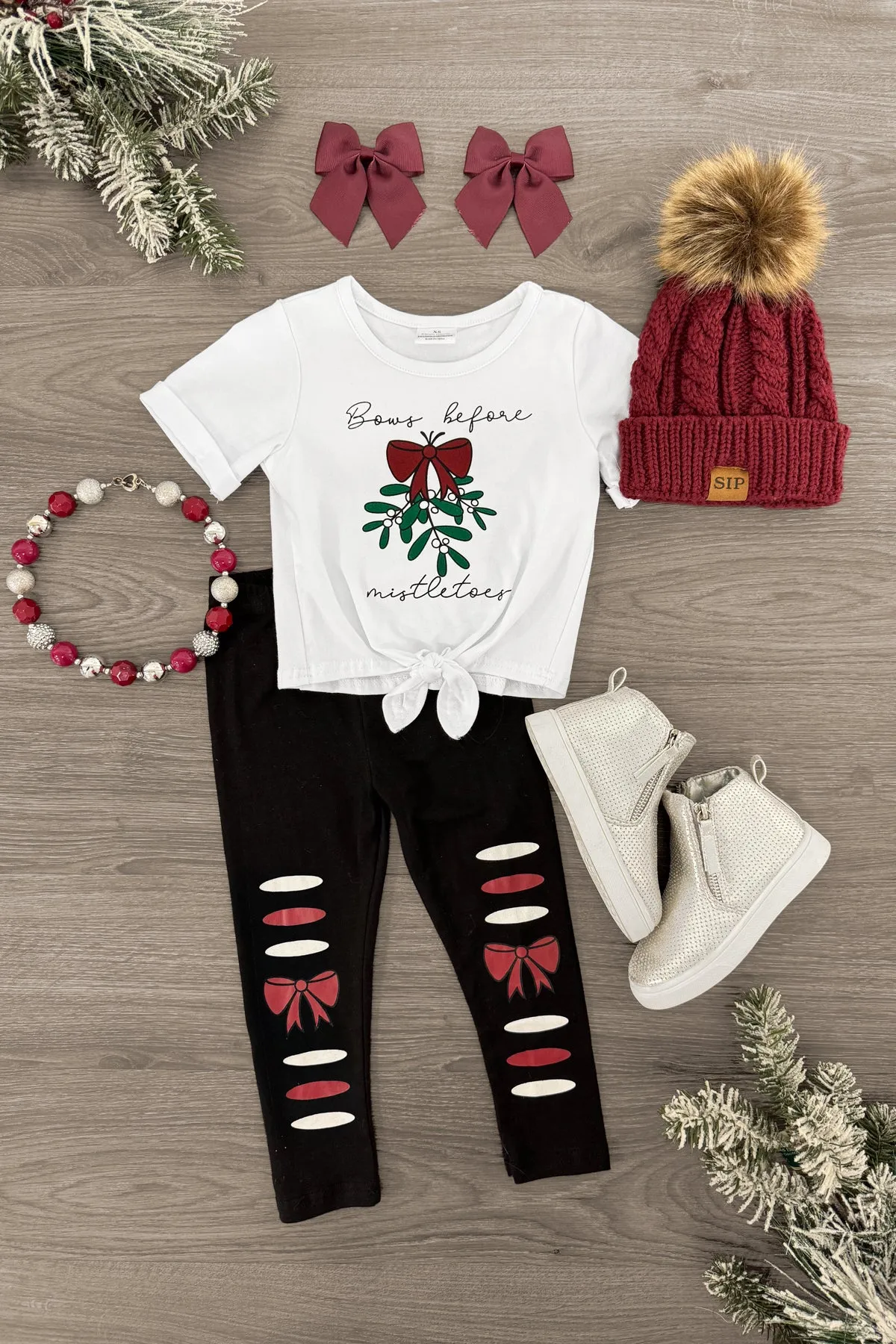 "Bows Before Mistletoes" Legging Set