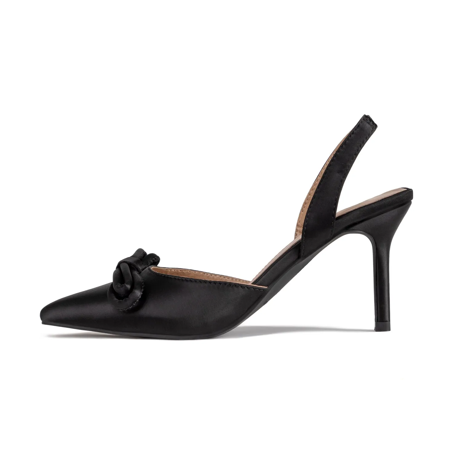 RAID Elenaa Heeled Sandals in Black Satin