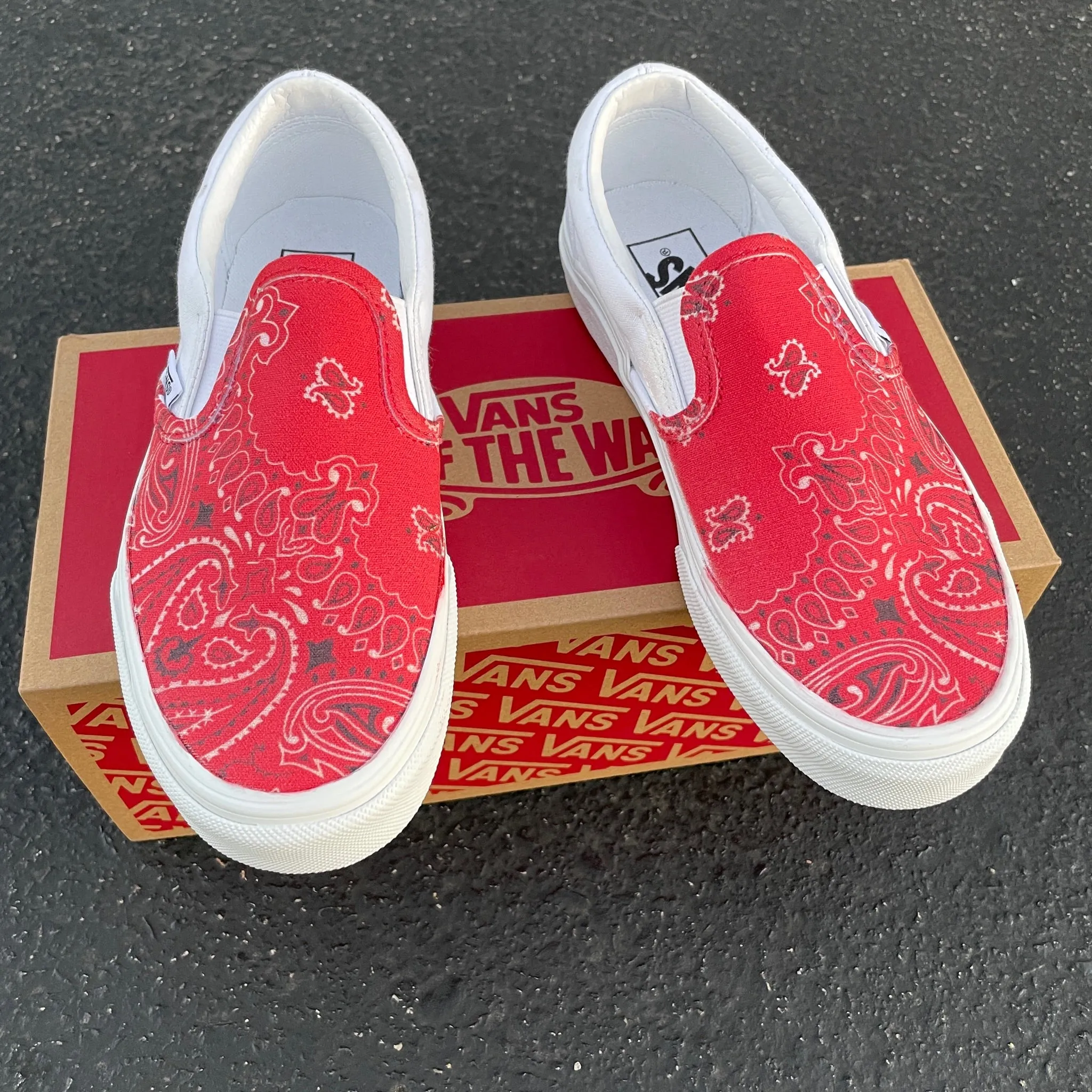 Red Bandana Print - Custom Slip Ons