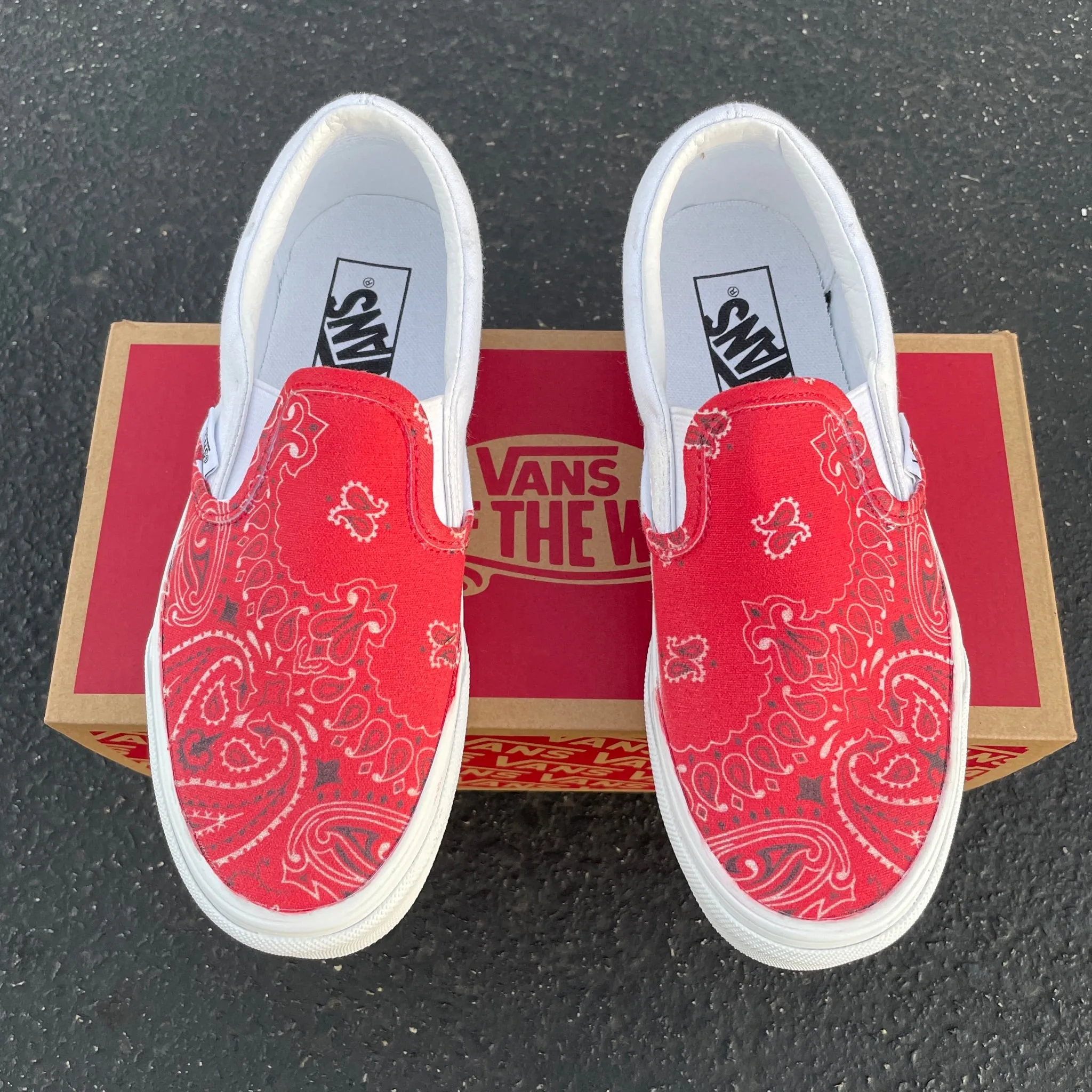 Red Bandana Print - Custom Slip Ons