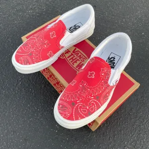 Red Bandana Print - Custom Slip Ons