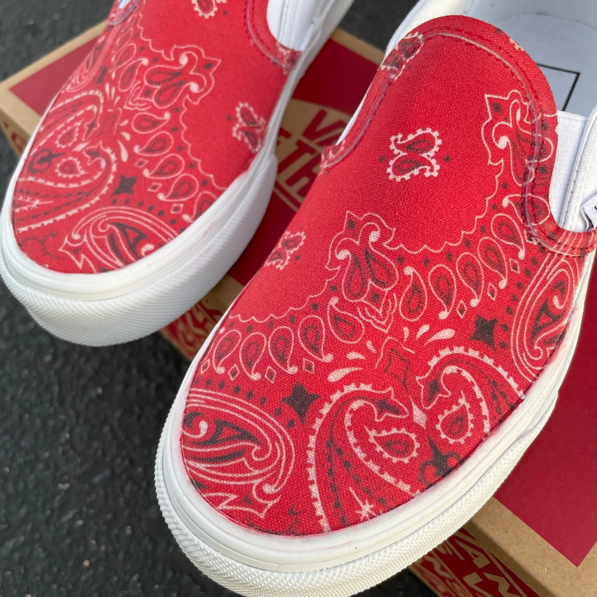 Red Bandana Print - Custom Slip Ons