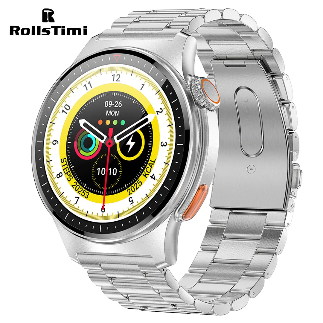 RollsTimi RT49 Men's Sports Smartwatches Fashion Steel Waterproof GPS Smart Watch for Women, Fitness Tracker, Heart Rate Blood Pressure Monitor, Bluetooth Call