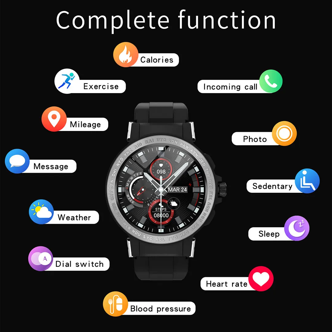 RollsTimi RTE19 Fashion Men's Smartwatches Silicone Waterproof Sports Fitness Tracker Smart Watch for Women Men, Bluetooth Call, Heart Rate Blood Pressure Monitoring