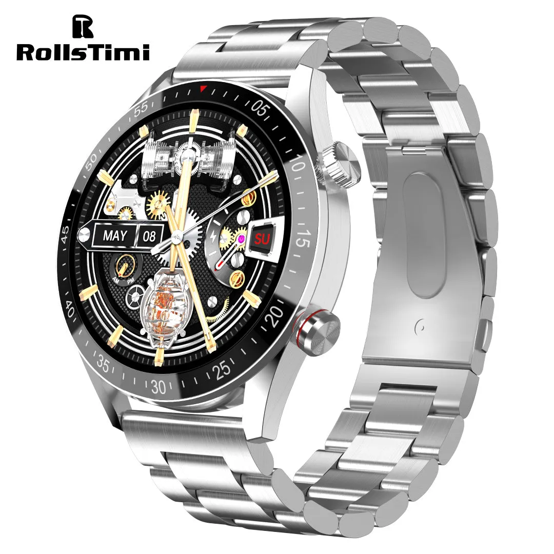 RollsTimi RTH5 Fashion Men's Smart Watch Business Sports Fitness Tracker Heart Rate Blood Pressure Smartwatch for Women Bluetooth Calls