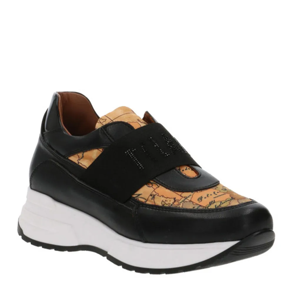 Scarpe Donna 1A Classe Alviero Martini Sneakers Slip On Nere con Inserto Elastico Logato 1347