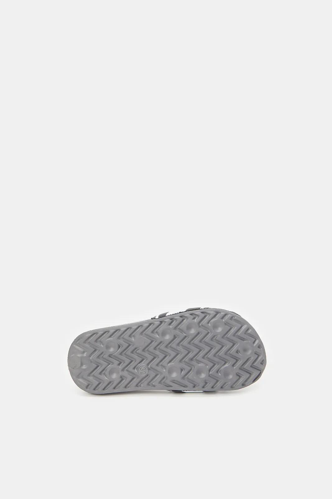 Senior Boys Grey Stripped Embossed Slides