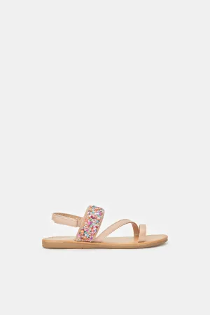 Senior Girls Beige Beads Sandals