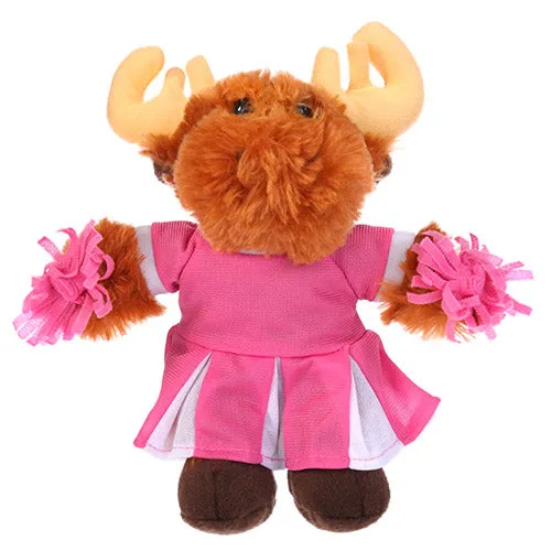 Soft Plush Stuffed Moose with Cheerleader Outfit