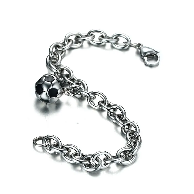 Stainless Steel Epoxy Football Bracelet