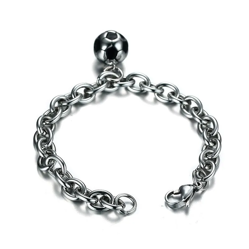 Stainless Steel Epoxy Football Bracelet