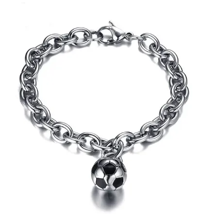 Stainless Steel Epoxy Football Bracelet