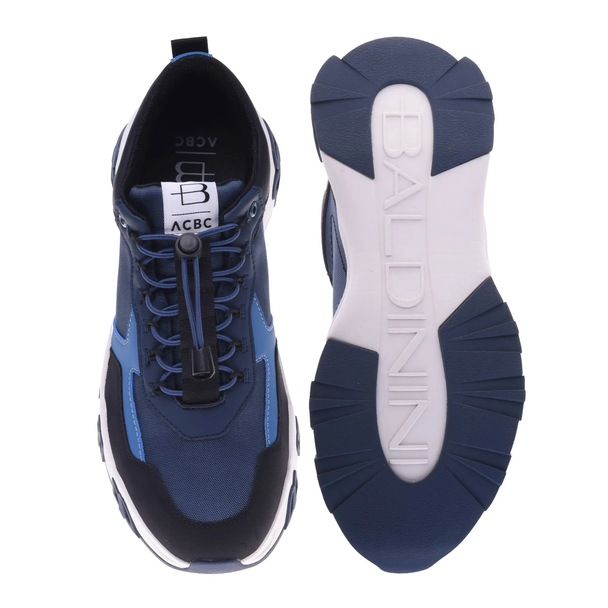 Trainers in black and blue eco-leather