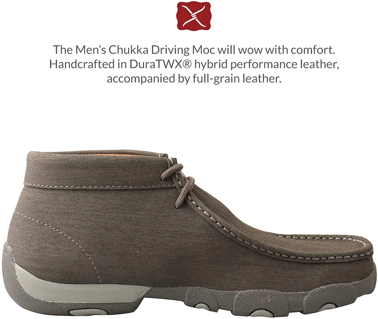 Twisted X Men's Grey Chukka Driving Shoes Moc Toe