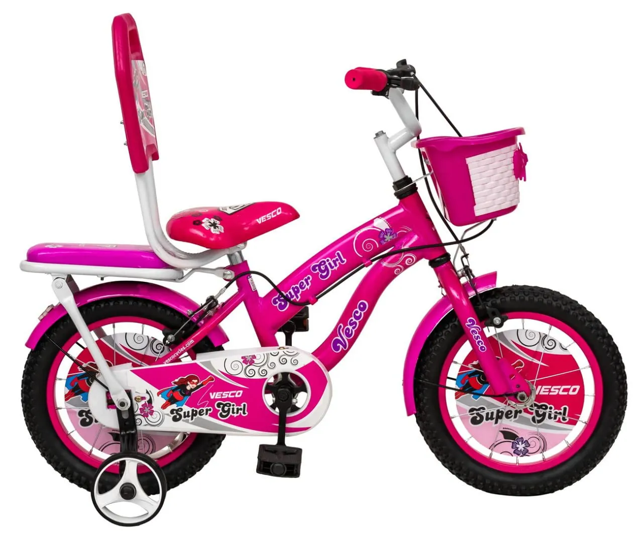 VESCO Cycles for Kids 14T Bike with Balance tyre | Freestyle Kids Street 14 Inch Bicycle for Girls Ages 3-5 Years (Pink)