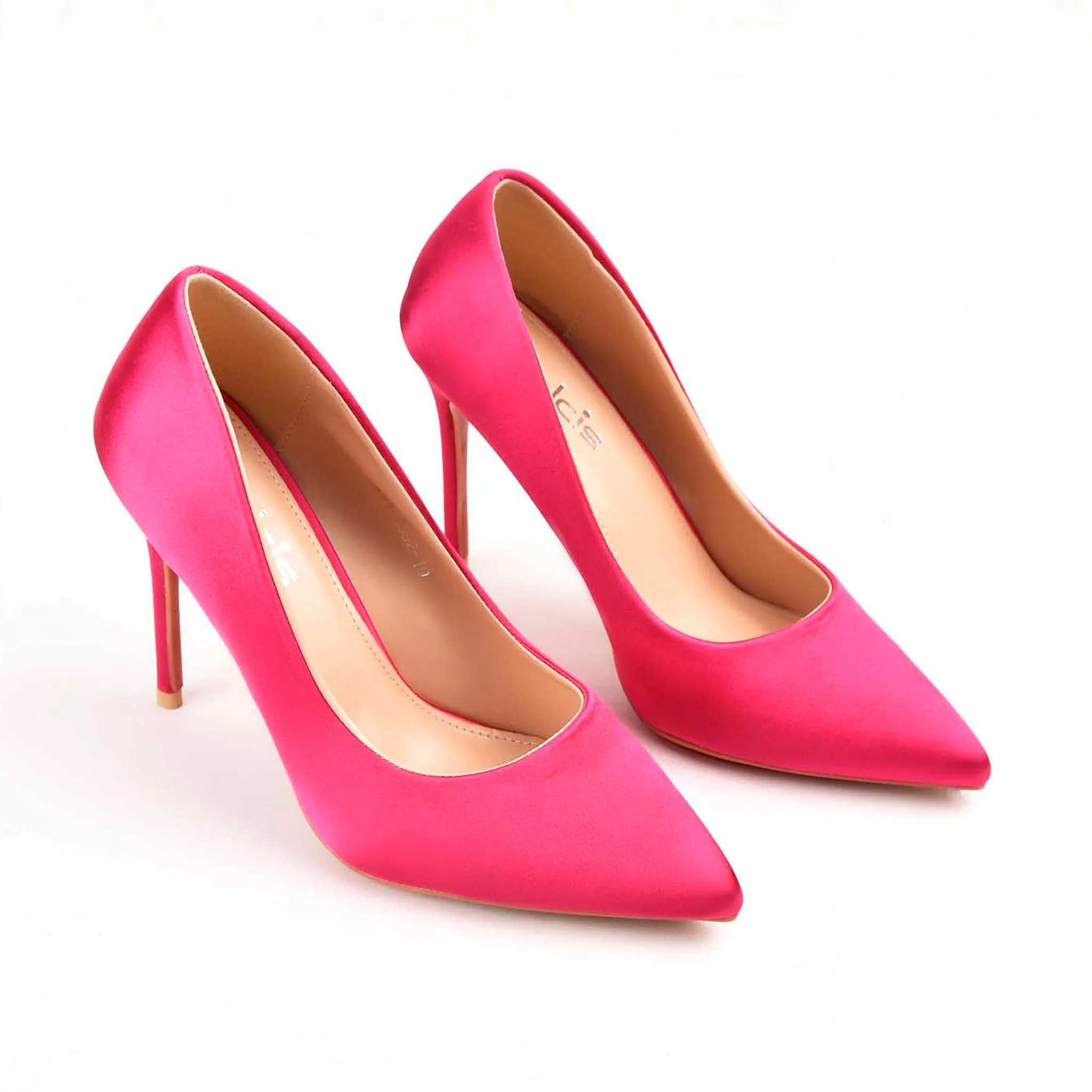 Vibrant Pink Satin High Heel Pumps | 471M-P