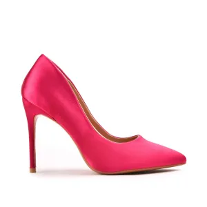 Vibrant Pink Satin High Heel Pumps | 471M-P