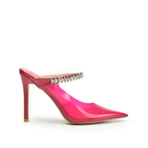 Vibrant Pink Transparent High Heel Mules | 436N-P