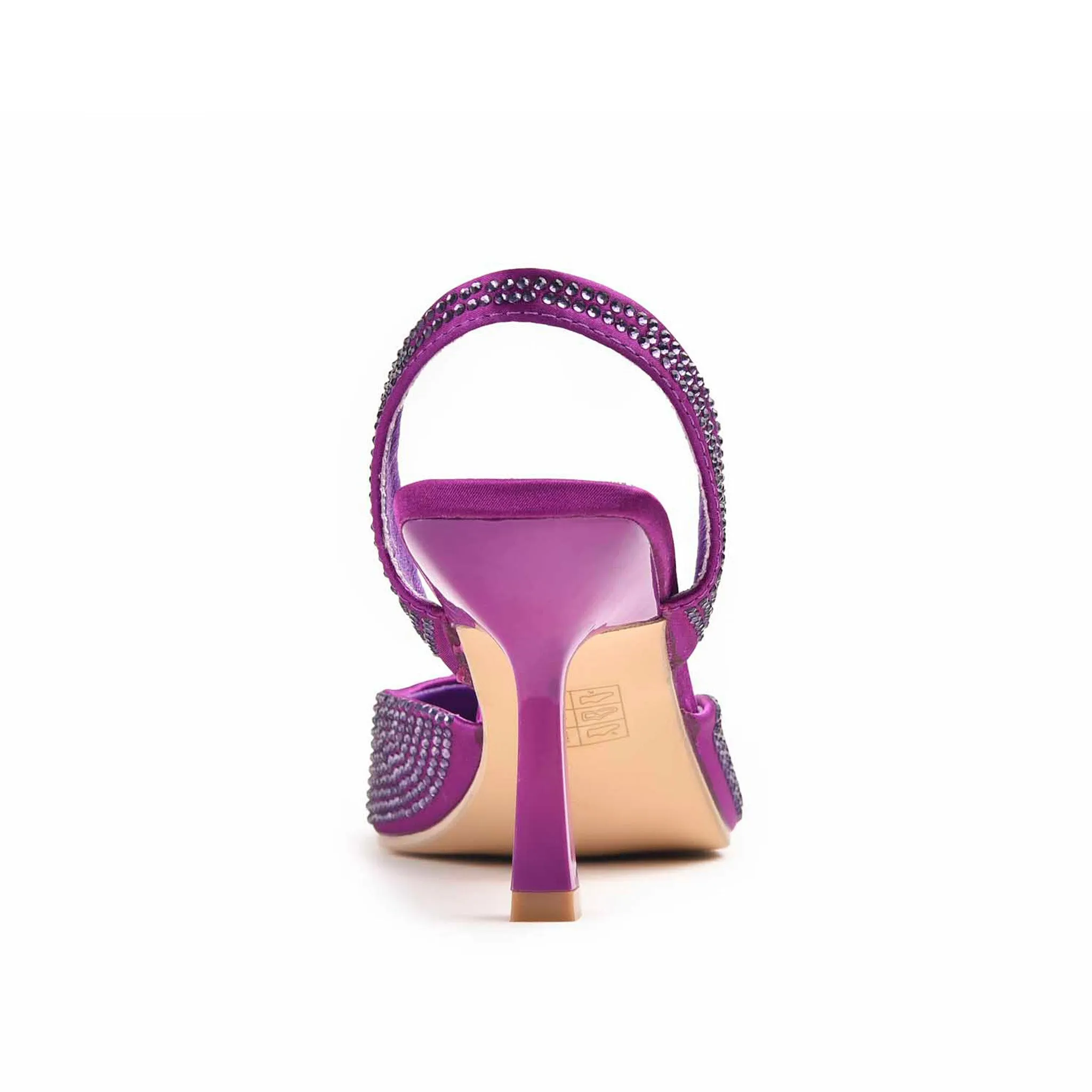 Vibrant Purple Rhinestone Slingback Heels | 467M-J