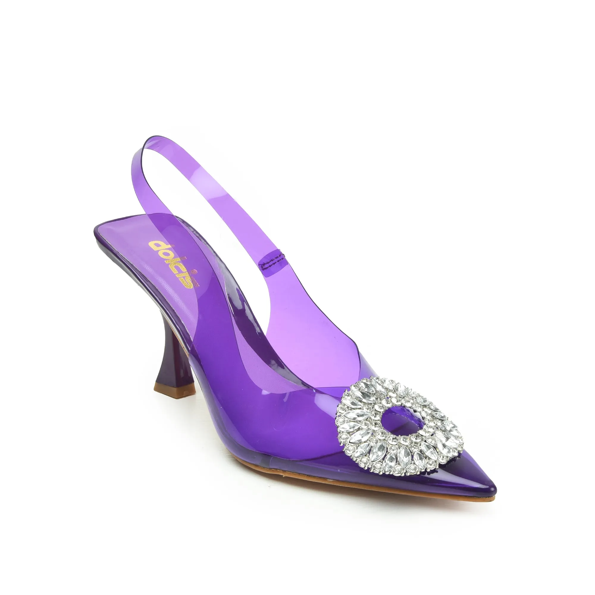 Vibrant Purple Transparent Slingback Heels | 437N-J