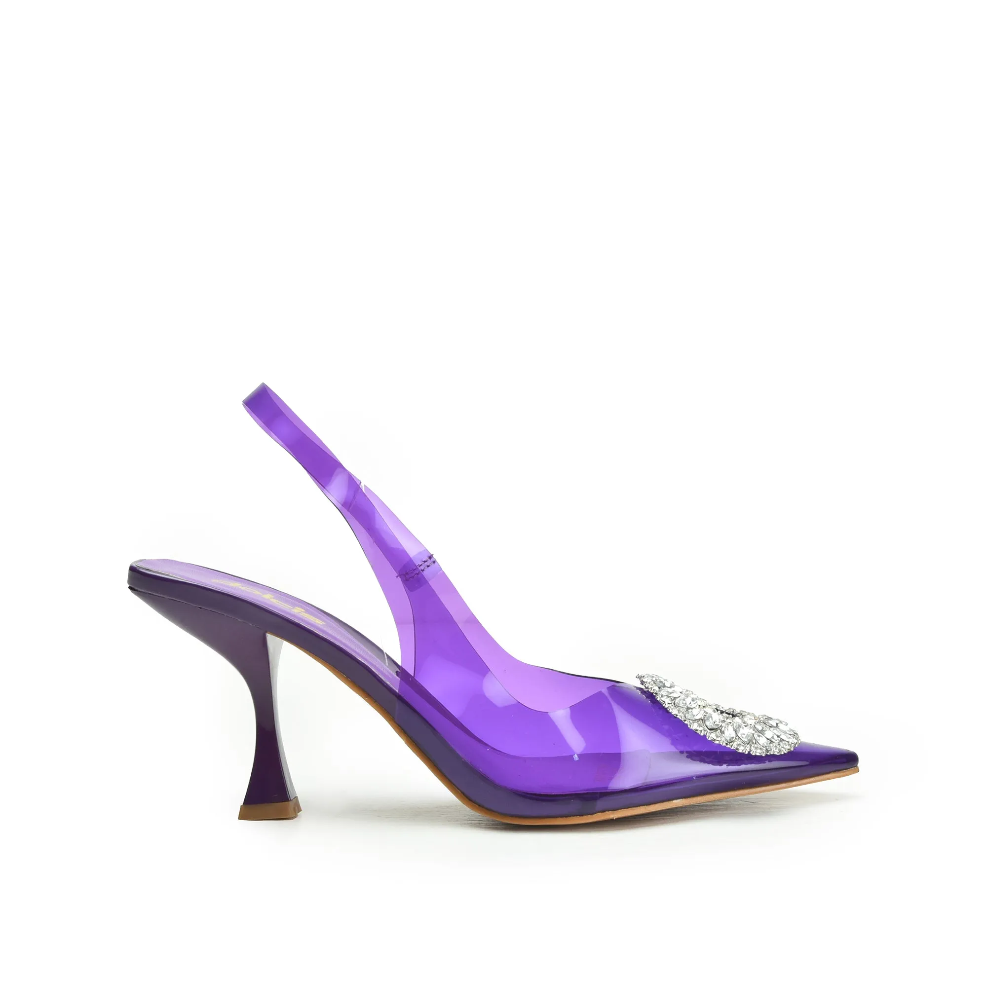 Vibrant Purple Transparent Slingback Heels | 437N-J