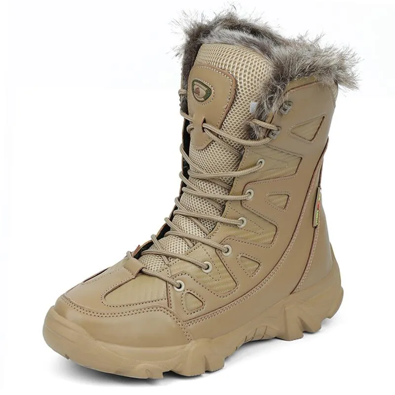 Winter Waterproof Men Boots Plush Super Warm Snow Boots Men Sneakers Ankle Boots Outdoor Desert Combat Army Boots Botas Hombre