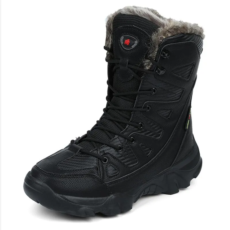 Winter Waterproof Men Boots Plush Super Warm Snow Boots Men Sneakers Ankle Boots Outdoor Desert Combat Army Boots Botas Hombre