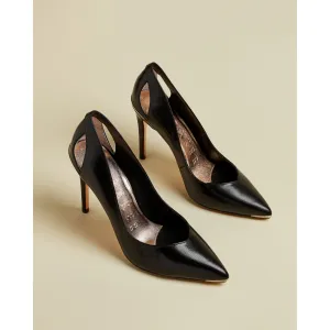 Women Latefa-Leather Cut Out High Heel Court Shoe - Black