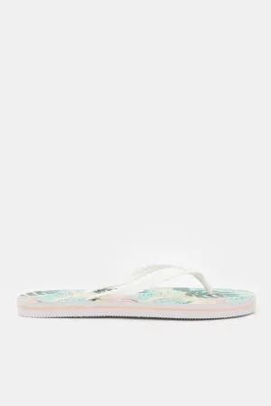 Women White Printed Flip Flop