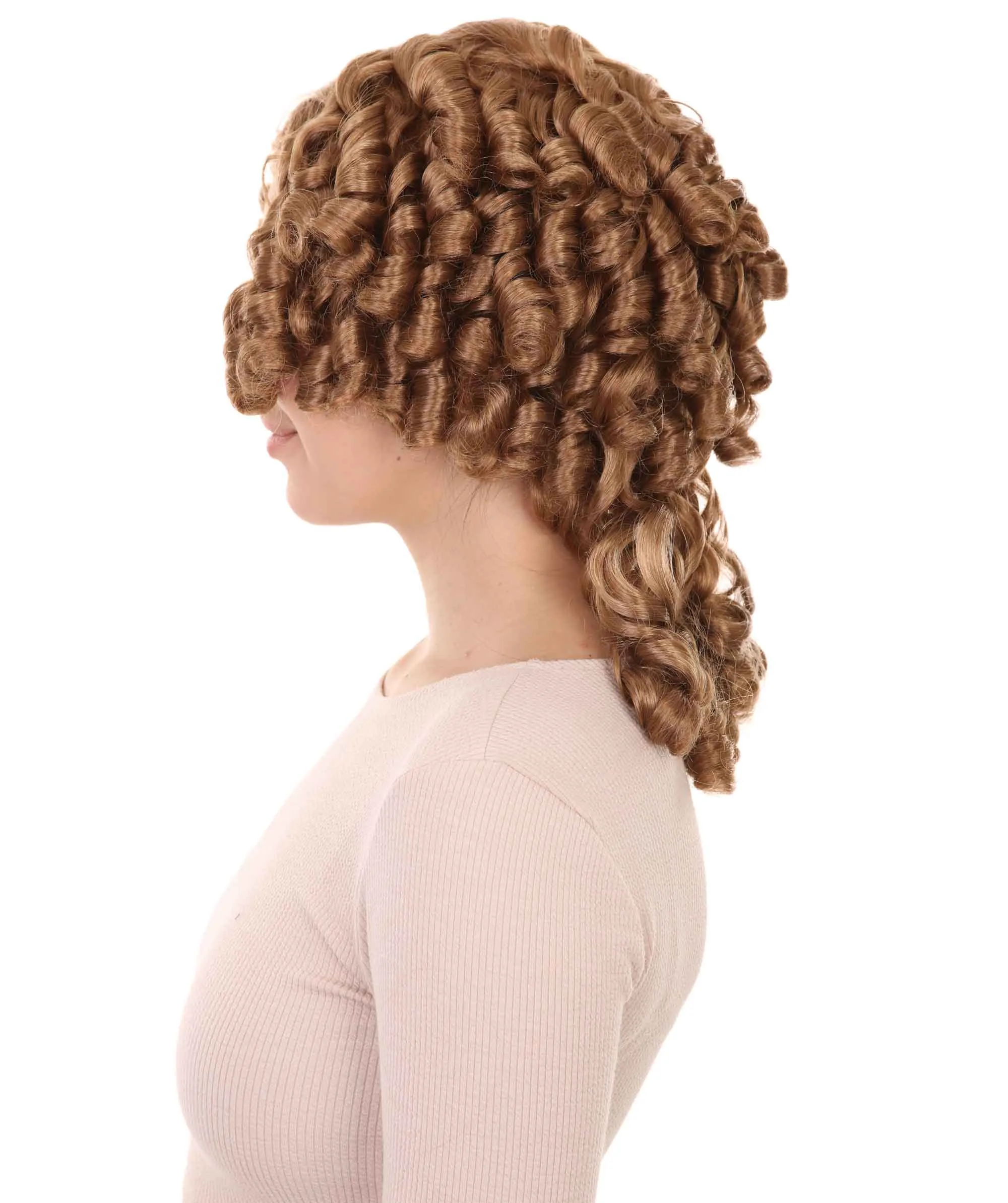 Womens Colonial Ladies 18th Century Wig | Golden Brown Historical Wigs | Premium Breathable Capless Cap