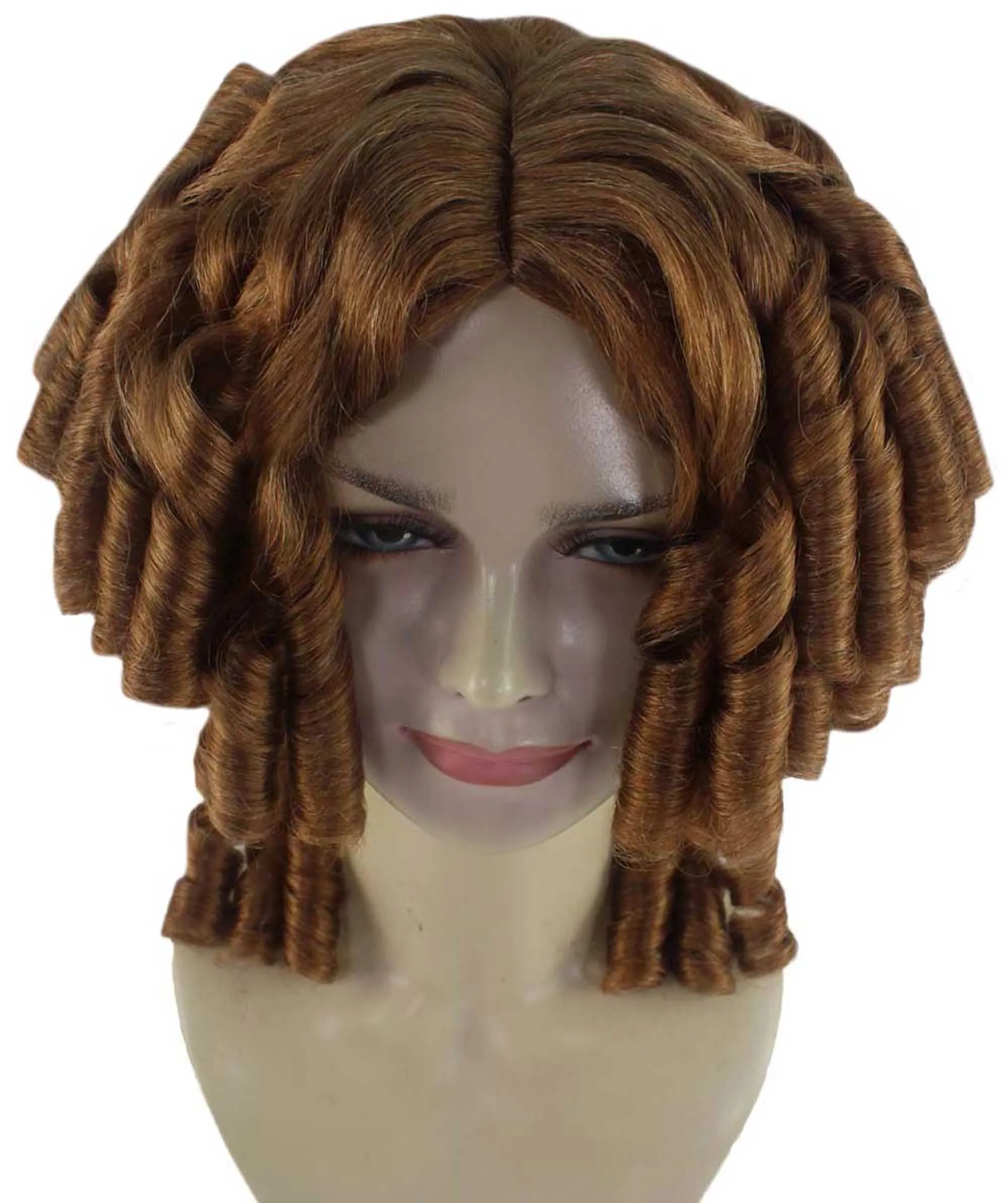 Womens Colonial Ladies 18th Century Wig | Golden Brown Historical Wigs | Premium Breathable Capless Cap